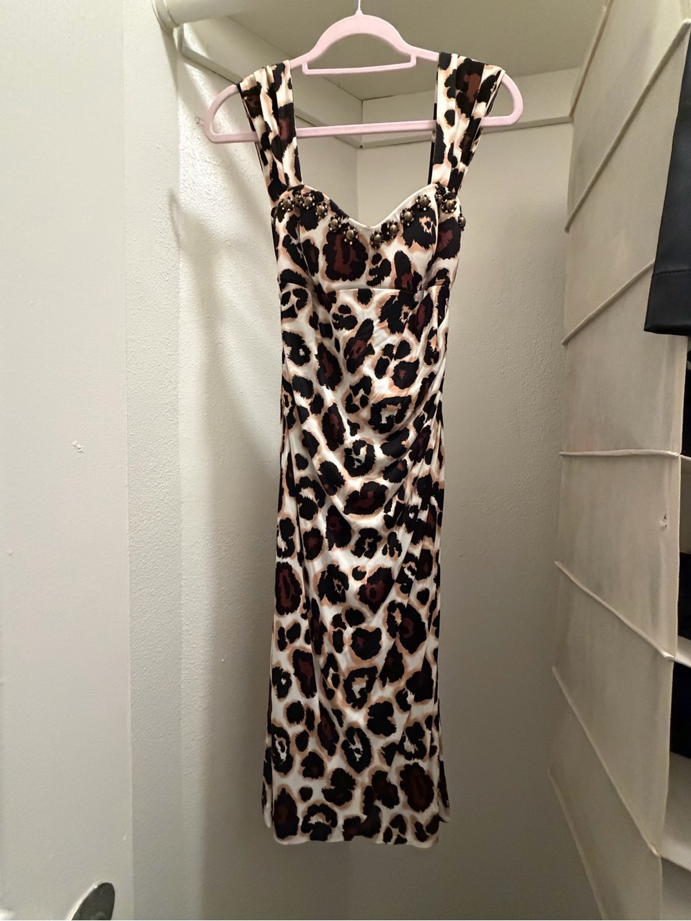 Blumarine Leopard Print Sleeveless Midi Dress - Brown/Black